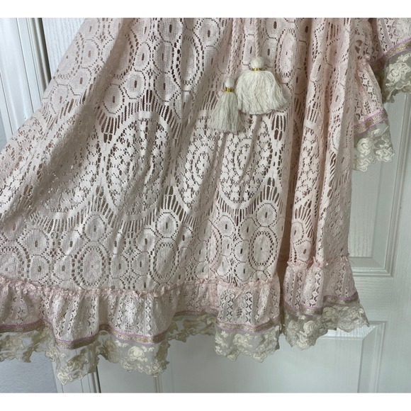 NWT Always the Sun Pink Lace Tunic Top‎ Cover Up Swim Beach Boho One Size Vacay - Picture 10 of 11